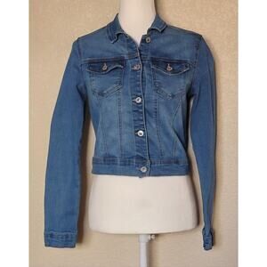 Wax Jean Y2K Denim Jean Jacket Junior Size Small Cropped Trucker Jacket EUC